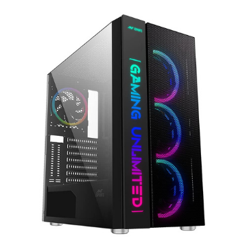 Ant Esports ICE-511 MAX Mid Tower Mesh Computer Case I Gaming Cabinet, 3 x 120mm Auto-RGB Front & 1 x120mm Fan, black
